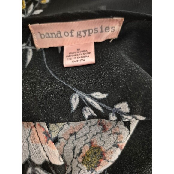 Band of Gypsies Sheer Boho Floral Chiffon Duster Tunic Cardigan Swim Cover sz M - Picture 5 of 7